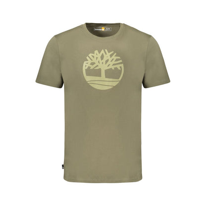 T-Shirt by Timberland for men in cotton green & print showcases a unassuming silhouette, artfully detailed with a refined crew neckline and unassuming short-sleeve for a sophisticated, contemporary look.