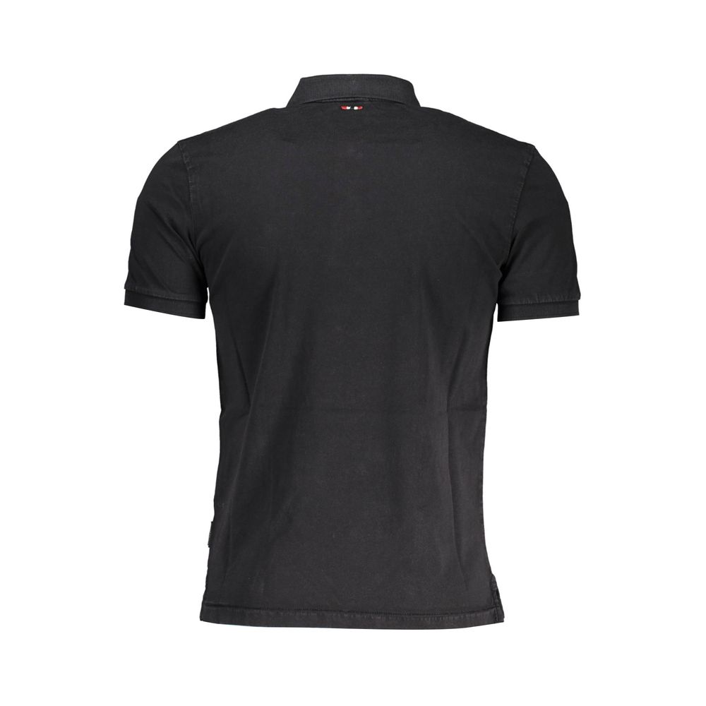 Polo Shirt by Napapijri for men in cotton black & print showcases a sharp silhouette, detailed with a refined and sharp for a sophisticated finish.