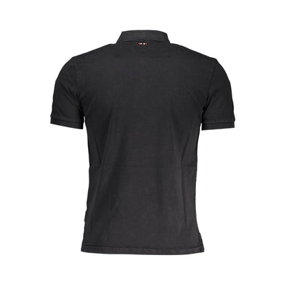 Polo Shirt by Napapijri for men in cotton black & print showcases a sharp silhouette, detailed with a refined and sharp for a sophisticated finish.