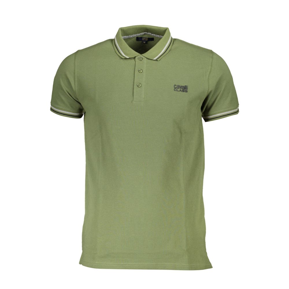 Polo Shirt by Cavalli Class for men in cotton green & print features a eye catching silhouette, showcasing a refined and short-sleeve for a eye catching finish.