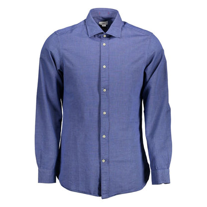 Dress Shirt by U.S. POLO ASSN. for men in cotton blue showcases a sharp silhouette, elegantly detailed with a sharp and sharp long-sleeve.