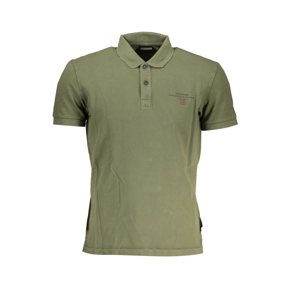 Polo Shirt by Napapijri for men in cotton green & print presents a sleek silhouette, featuring a refined and short-sleeve for a sleek finish.