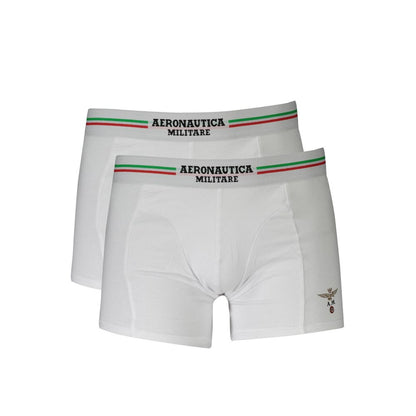 Underwear Boxer Briefs by Aeronautica Militare for men in stretch cotton white features an nuanced fit showcasing the premium comfort and style of the Men's Stretch Cotton Underwear Boxer Briefs collection.