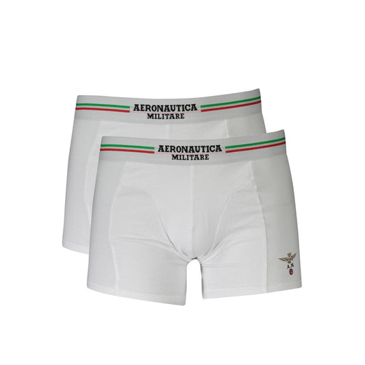 Underwear Boxer Briefs by Aeronautica Militare for men in stretch cotton white features an nuanced fit showcasing the premium comfort and style of the Men's Stretch Cotton Underwear Boxer Briefs collection.
