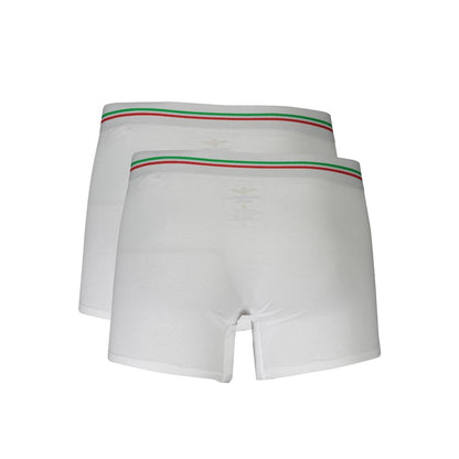Underwear Boxer Briefs by Aeronautica Militare for men in stretch cotton white showcases a subtle silhouette, offering a sophisticated look from the Men's Stretch Cotton Underwear Boxer Briefs collection.