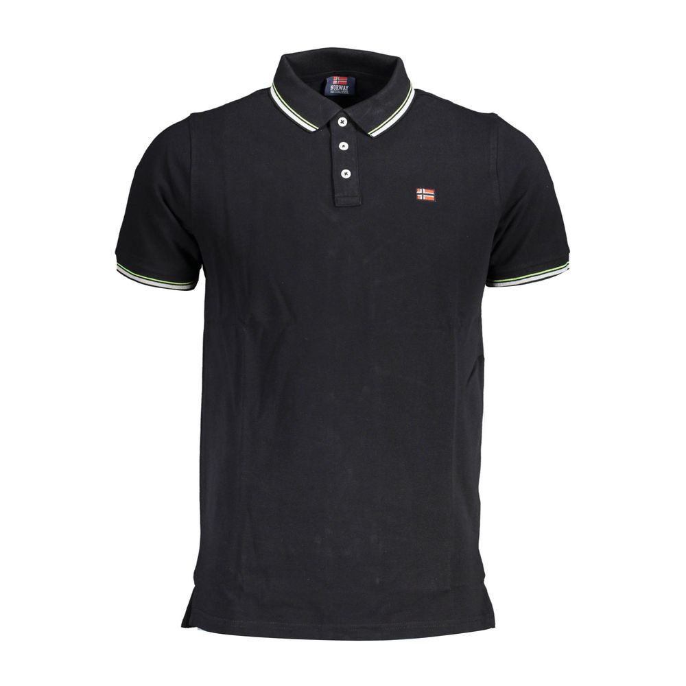 Polo Shirt by Norway 1963 for men in cotton black & signature showcases a sharp silhouette, detailed with a refined and sharp short-sleeve for a sophisticated finish.