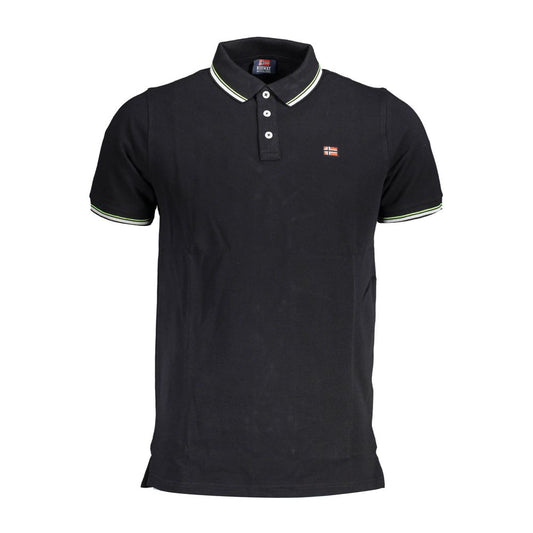 Polo Shirt by Norway 1963 for men in cotton black & signature showcases a sharp silhouette, detailed with a refined and sharp short-sleeve for a sophisticated finish.