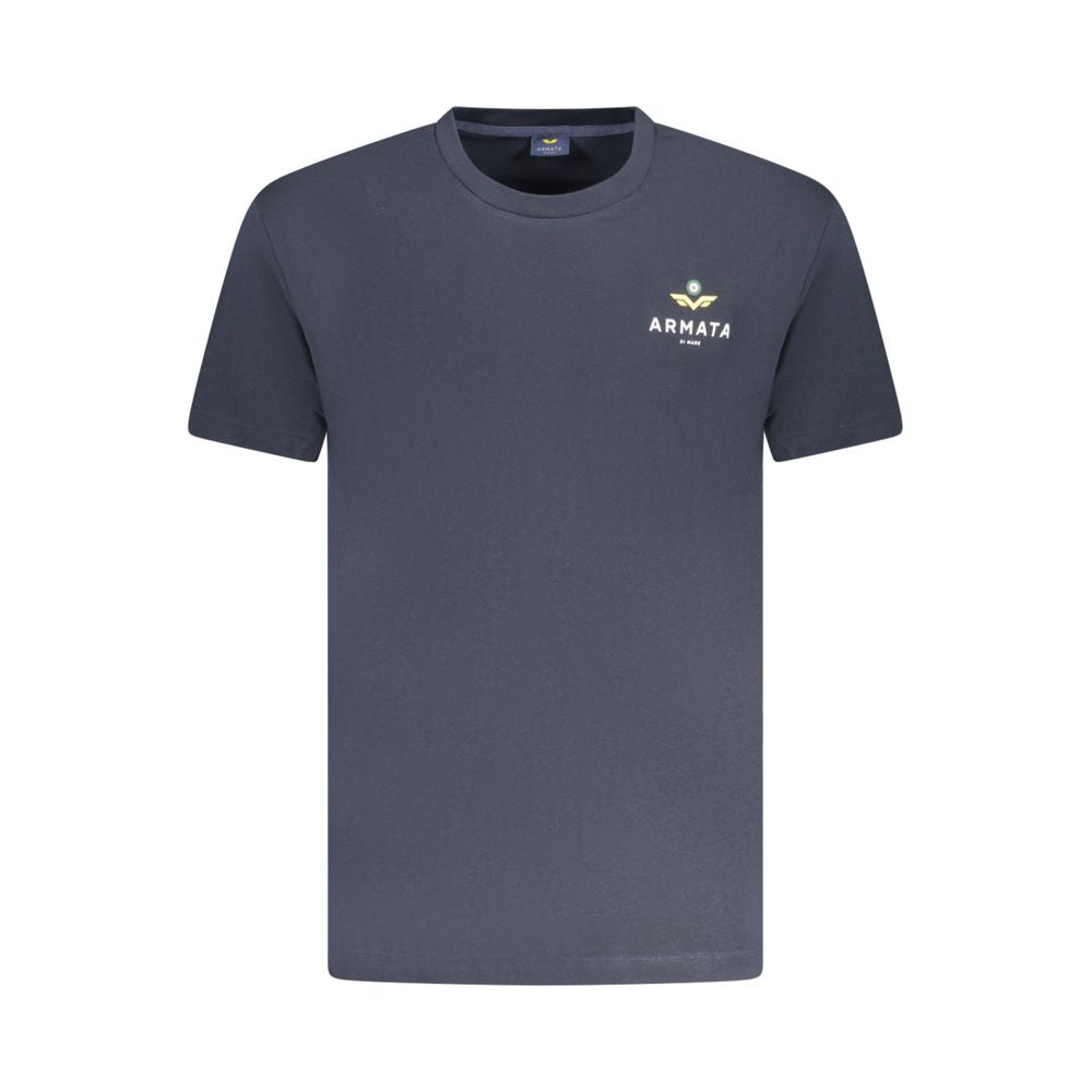 T-Shirt by Armata Di Mare for men in cotton blue & print showcases a dramatic silhouette, elegantly detailed with a dramatic and short-sleeve for a truly dramatic finish.