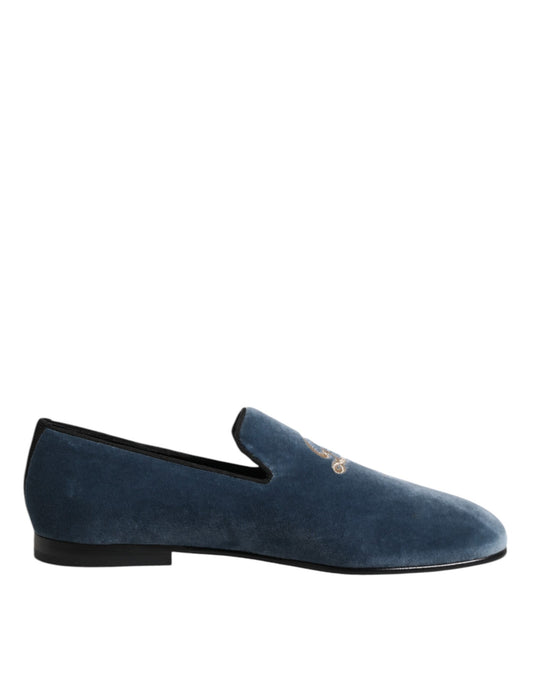 Dolce & Gabbana Men's Leather & Velvet Loafer Shoes - Blue