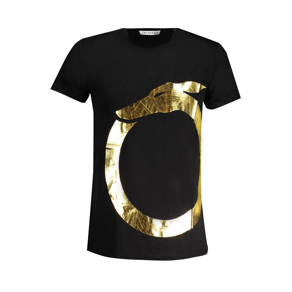 T-Shirt by Trussardi for men in cotton black & print features an on trend silhouette, perfectly showcasing a on trend and crew neckline for an elevated aesthetic.