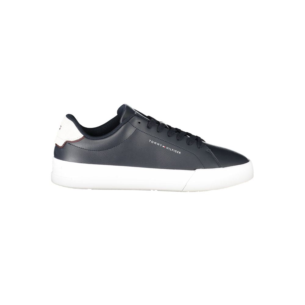 Athletic Sneakers by Tommy Hilfiger for men in polyester polyethylene leather blue & white showcases an impeccable silhouette, defined by an impeccable athletic style design that perfectly captures the essence of the Men's Athletic Polyester Polyethylene Leather Sneakers.