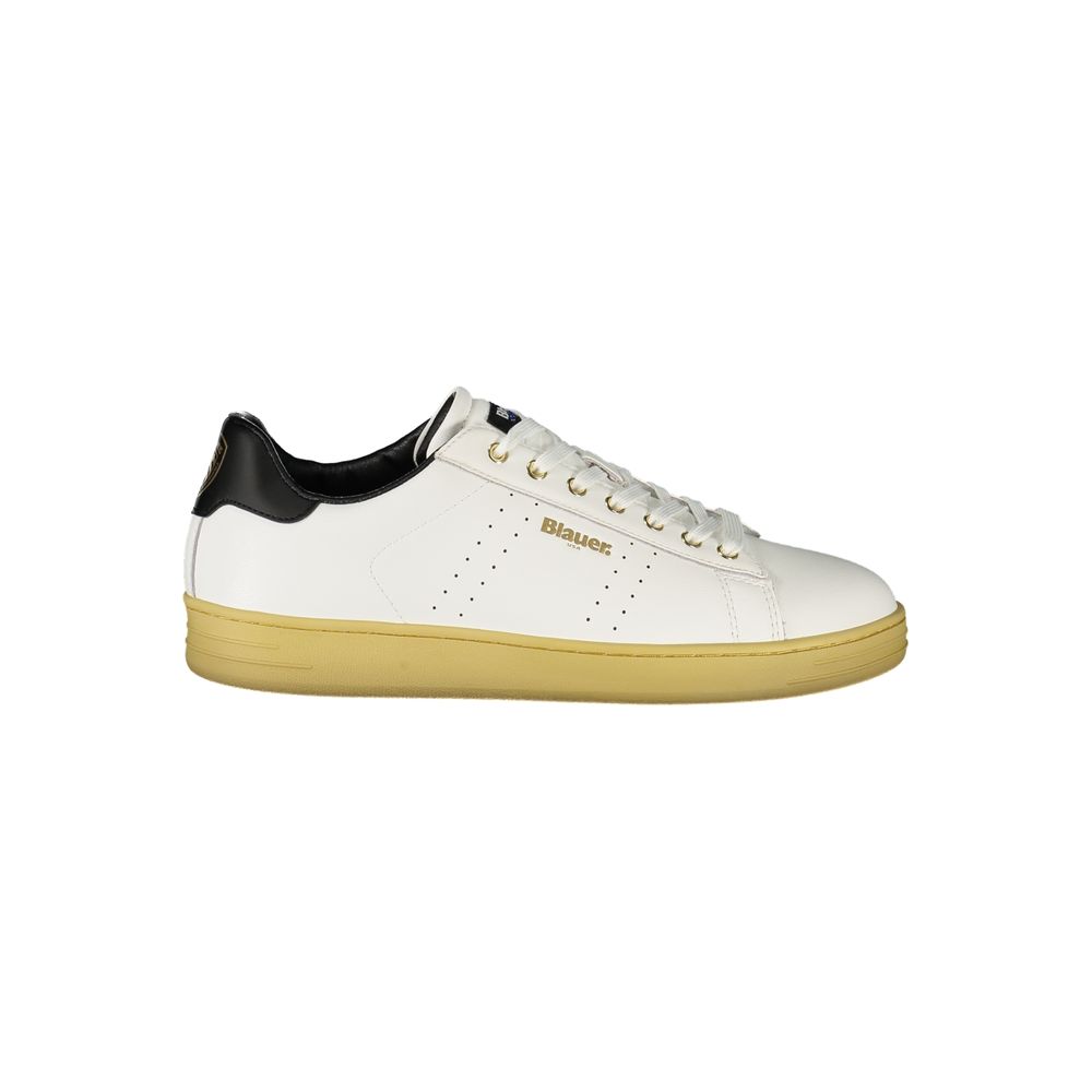 Sneakers by Blauer for men in polyester polyethylene leather black, white & print presents a sumptuous silhouette as Men's Fashion Polyester Polyethylene Leather Sneakers, expertly defined by a sumptuous fashion style for a sumptuous, high-fashion look.