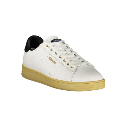 Sneakers by Blauer for men in polyester polyethylene leather black, white & print features an sumptuous silhouette, showcasing the premium Men's Fashion Polyester Polyethylene Leather Sneakers in a sumptuous fashion style that offers a sumptuous finish for refined style.