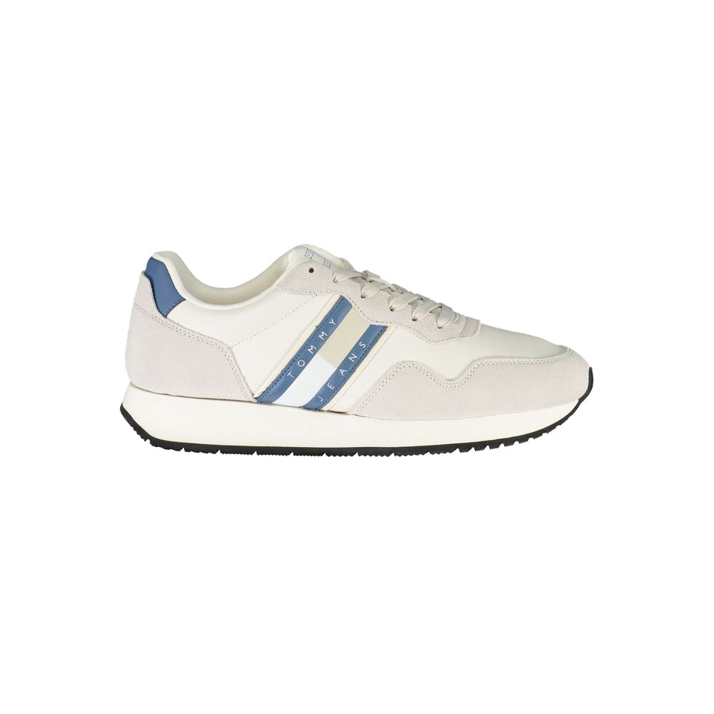 Sneakers by Tommy Hilfiger for men in polyester polyethylene leather blue, white & signature features an sumptuous design from the Men's Casual Polyester Polyethylene Leather Sneakers collection, highlighting a sumptuous casual style for a premium, high-fashion look.