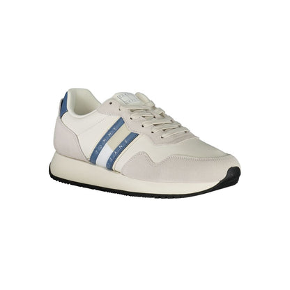 Sneakers by Tommy Hilfiger for men in polyester polyethylene leather blue, white & signature features an opulent silhouette from the Men's Casual Polyester Polyethylene Leather Sneakers collection, showcasing a signature casual style with an opulent finish.