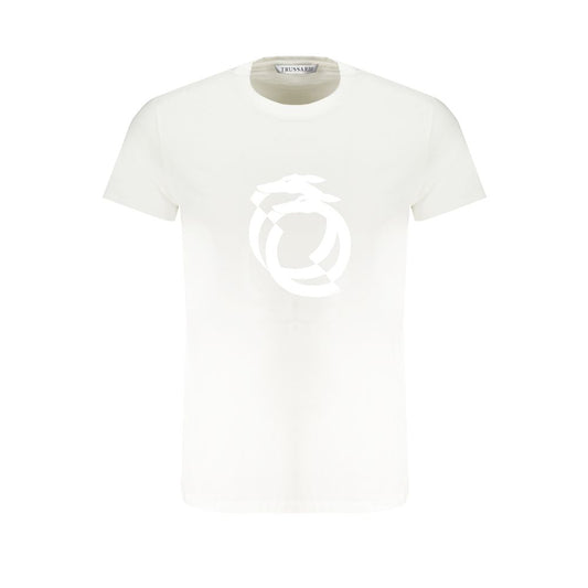T-Shirt by Trussardi for men in cotton white & print features an on trend silhouette, perfectly showcasing a on trend short-sleeve and crew neckline for an elevated aesthetic.