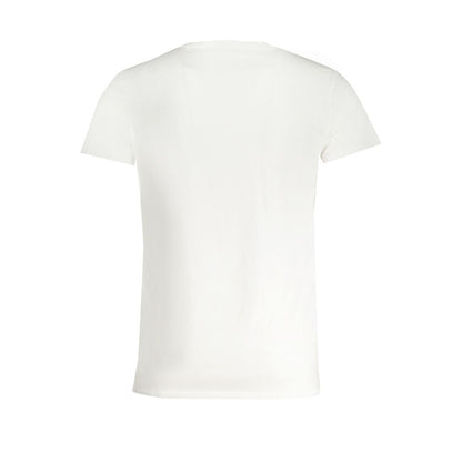 T-Shirt by Trussardi for men in cotton white & print showcases a fashionable silhouette, elegantly detailed with a fashionable and for a sophisticated, high-fashion look.