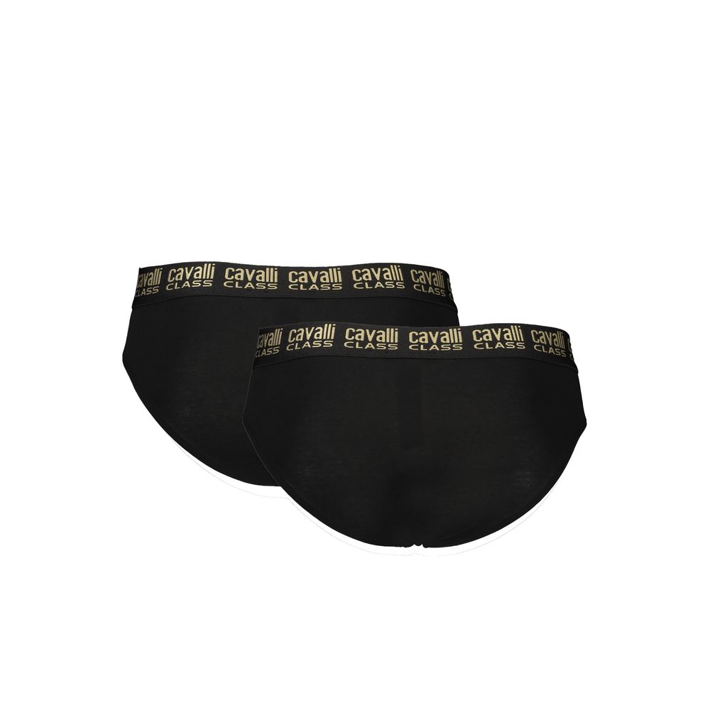 Underwear Briefs by Cavalli Class for men in stretch cotton black & print features an ergonomic silhouette, showcasing the ergonomic design of the Men's Stretch Cotton Underwear Briefs collection for a premium look and feel.