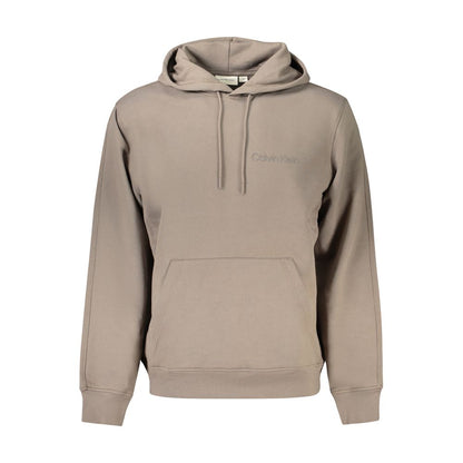 Hooded Sweatshirt Hoodie by Calvin Klein for men in cotton brown & print features an dramatic silhouette, showcasing a sophisticated hooded neckline and dramatic for a refined, modern aesthetic.