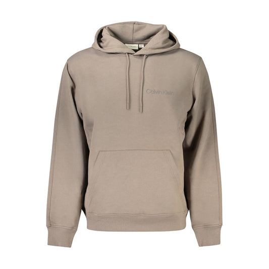 Hooded Sweatshirt Hoodie by Calvin Klein for men in cotton brown & print features an dramatic silhouette, showcasing a sophisticated hooded neckline and dramatic for a refined, modern aesthetic.