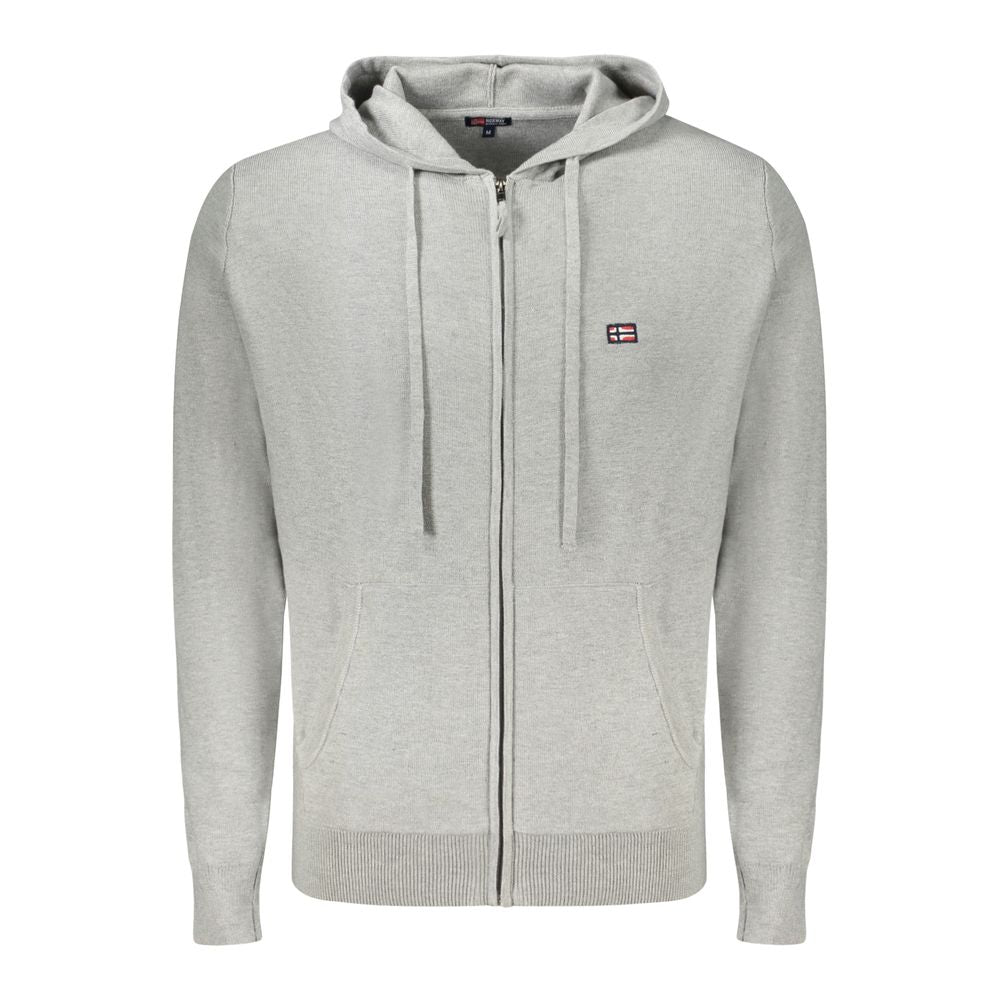 Hooded Cardigan by Norway 1963 for men in viscose polyester & polyamide gray features an impeccable silhouette, showcasing a sophisticated hooded neckline and long-sleeve detail for a truly impeccable finish.
