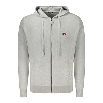 Hooded Cardigan by Norway 1963 for men in viscose polyester & polyamide gray features an impeccable silhouette, showcasing a sophisticated hooded neckline and long-sleeve detail for a truly impeccable finish.