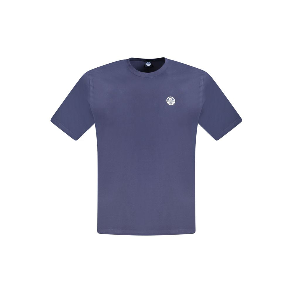 T-Shirt by North Sails for men in cotton blue showcases a fashionable silhouette, elegantly detailed with a fashionable short-sleeve and crew neckline for a sophisticated, high-fashion look.