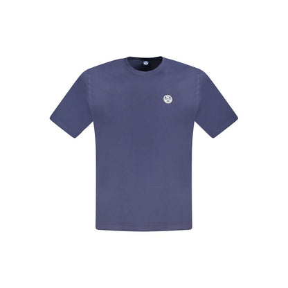 T-Shirt by North Sails for men in cotton blue showcases a fashionable silhouette, elegantly detailed with a fashionable short-sleeve and crew neckline for a sophisticated, high-fashion look.