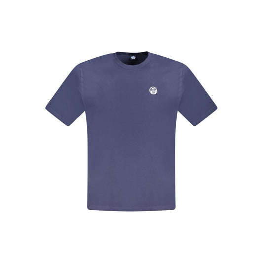 T-Shirt by North Sails for men in cotton blue showcases a fashionable silhouette, elegantly detailed with a fashionable short-sleeve and crew neckline for a sophisticated, high-fashion look.