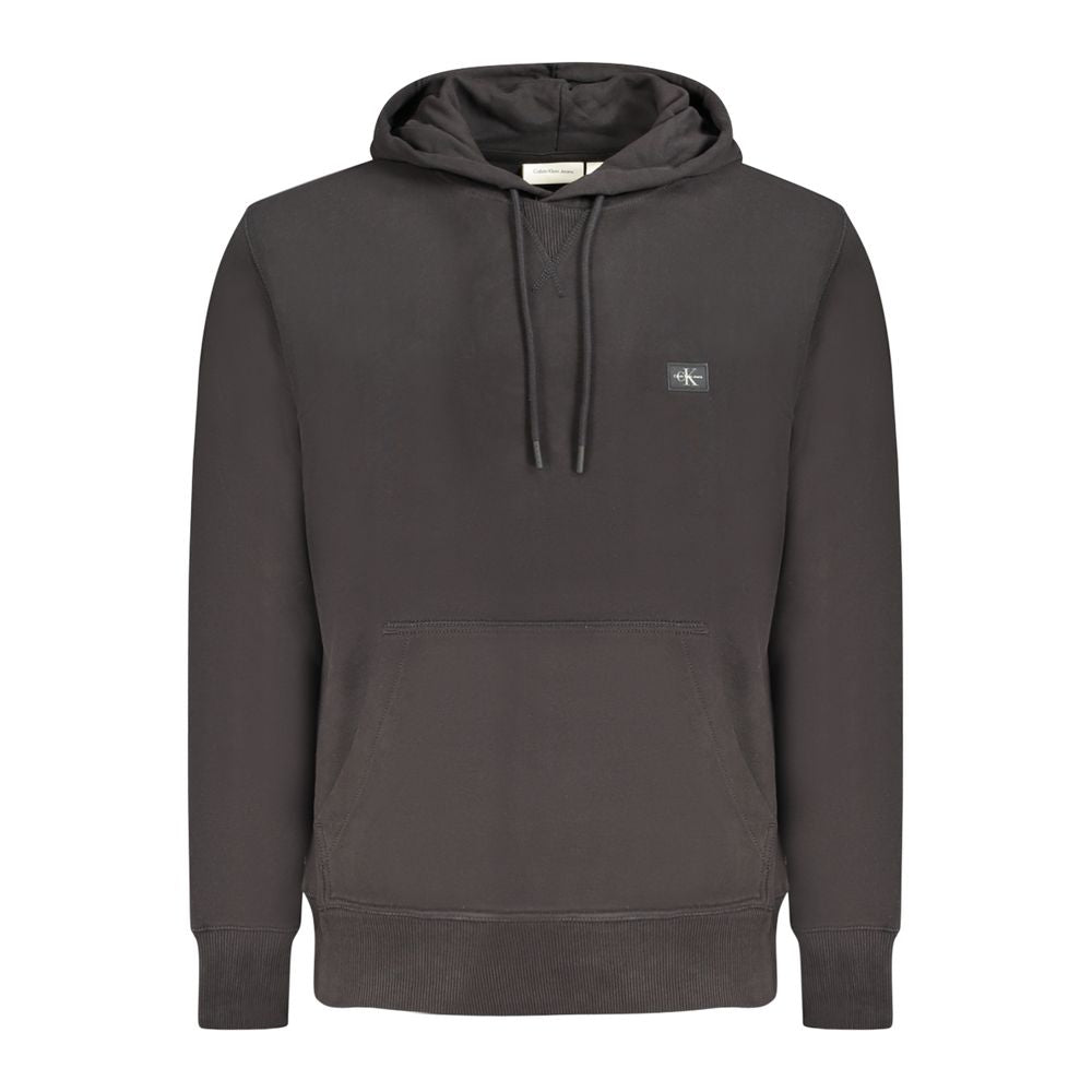 Hooded Sweatshirt Hoodie by Calvin Klein for men in stretch cotton black features an dramatic silhouette, showcasing a sophisticated hooded neckline and dramatic for a refined, modern aesthetic.