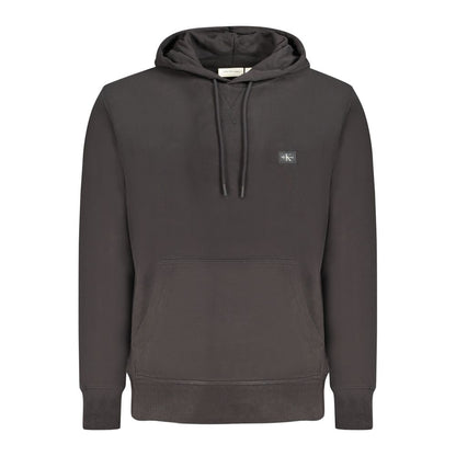Hooded Sweatshirt Hoodie by Calvin Klein for men in stretch cotton black features an dramatic silhouette, showcasing a sophisticated hooded neckline and dramatic for a refined, modern aesthetic.