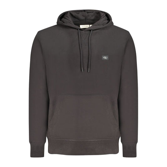 Hooded Sweatshirt Hoodie by Calvin Klein for men in stretch cotton black features an dramatic silhouette, showcasing a sophisticated hooded neckline and dramatic for a refined, modern aesthetic.