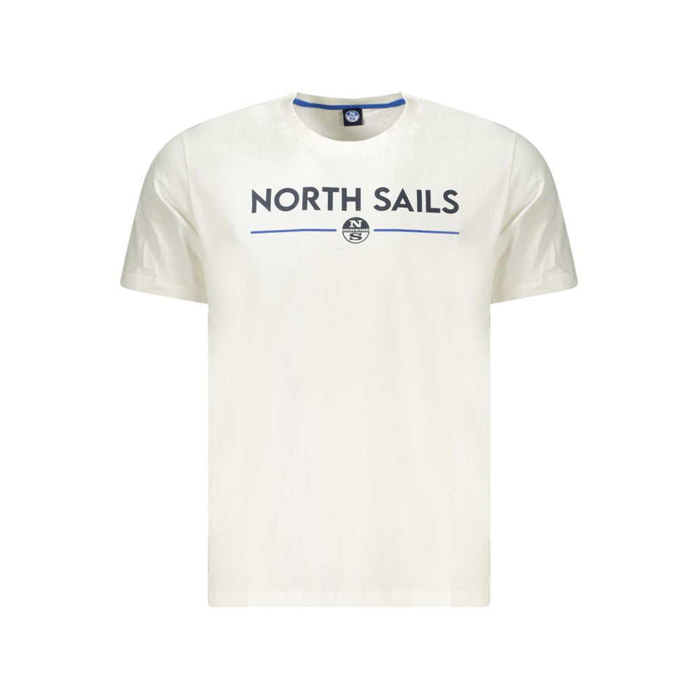 T-Shirt by North Sails for men in cotton white & print showcases a fashionable silhouette, elegantly detailed with a fashionable short-sleeve and crew neckline for a sophisticated, high-fashion look.