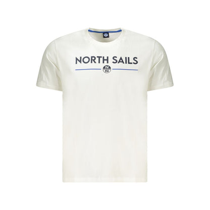 T-Shirt by North Sails for men in cotton white & print showcases a fashionable silhouette, elegantly detailed with a fashionable short-sleeve and crew neckline for a sophisticated, high-fashion look.