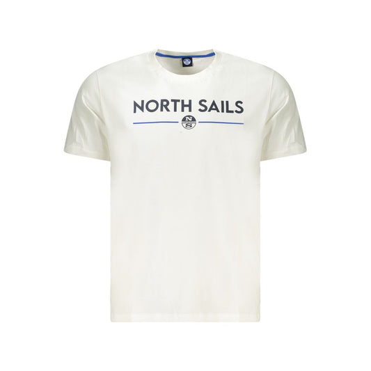 T-Shirt by North Sails for men in cotton white & print showcases a fashionable silhouette, elegantly detailed with a fashionable short-sleeve and crew neckline for a sophisticated, high-fashion look.