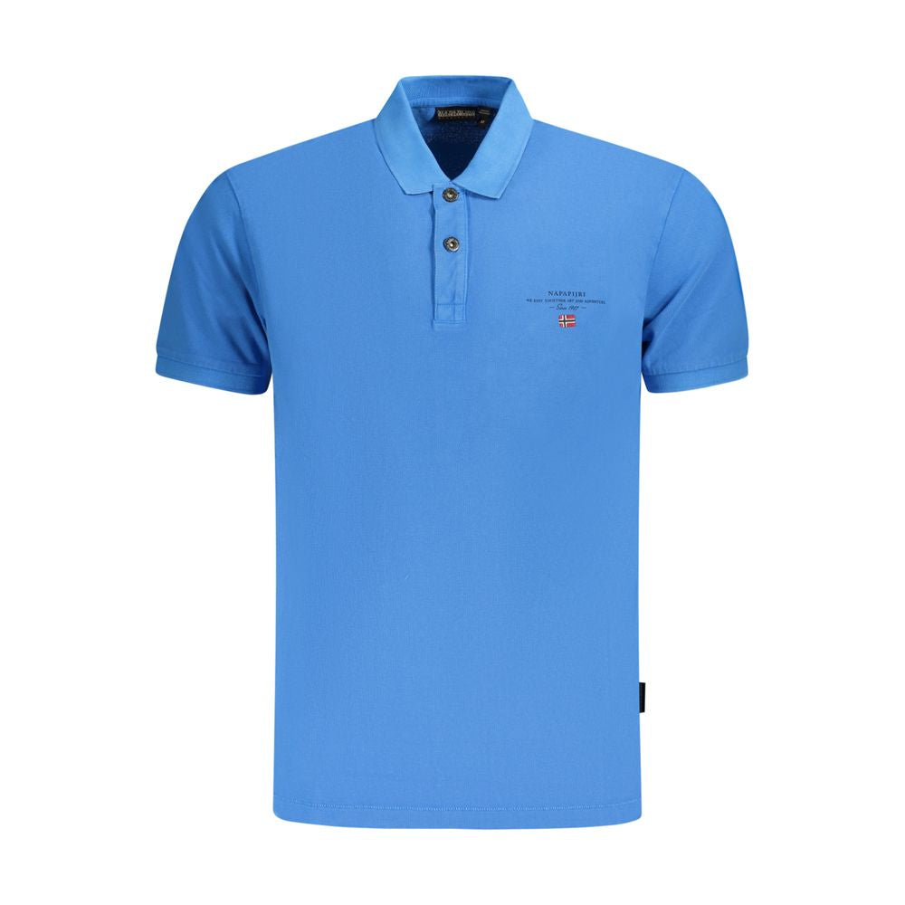Polo Shirt by Napapijri for men in cotton blue, signature & print presents a crisp silhouette, artfully detailed with a crisp short-sleeve and crisp .