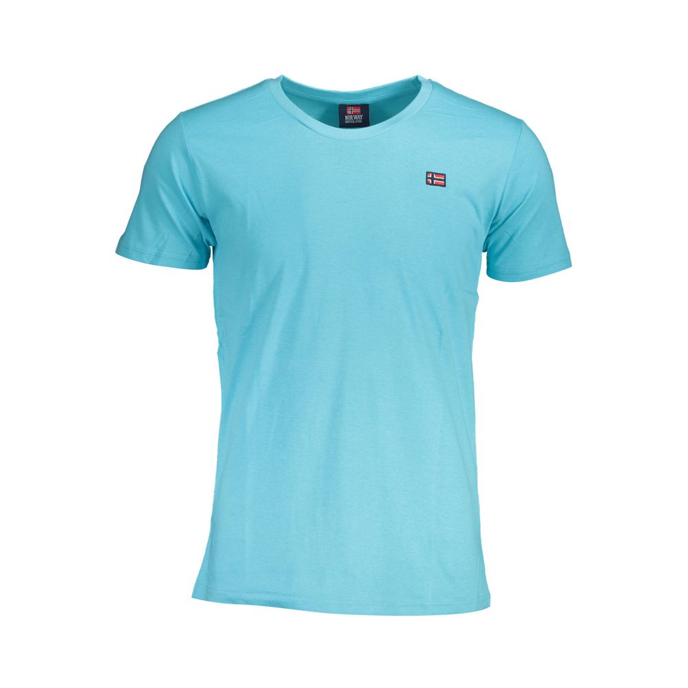 T-Shirt by Norway 1963 for men in cotton blue showcases a dramatic silhouette, elegantly detailed with a dramatic crew neckline and short-sleeve for a truly dramatic finish.