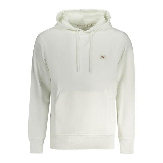 Hooded Sweatshirt Hoodie by Calvin Klein for men in stretch cotton white features a slouchy chic silhouette, detailed with a slouchy chic and a signature hooded neckline for an elevated aesthetic.