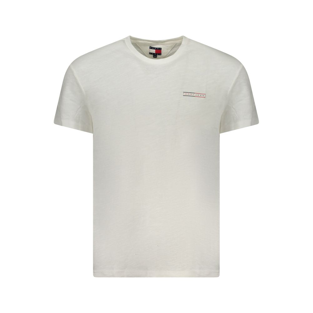 T-Shirt by Tommy Hilfiger for men in cotton white & print features a plush silhouette, showcasing a sophisticated crew neckline and short-sleeve for a truly plush finish.