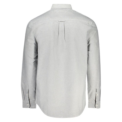 Shirt by Tommy Hilfiger for men in cotton canvas gray showcases a sleek silhouette, elegantly detailed with a sleek and for a sleek finish.