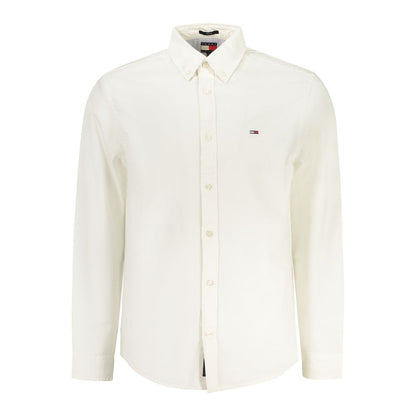 Dress Shirt by Tommy Hilfiger for men in cotton white features an polished silhouette, showcasing a sophisticated button-down-collar neckline and long-sleeve detail for a truly polished finish.