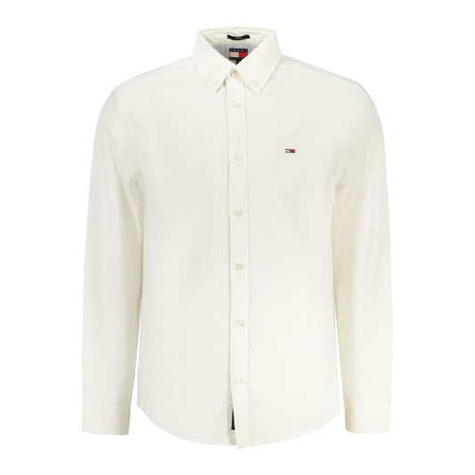 Dress Shirt by Tommy Hilfiger for men in cotton white features an polished silhouette, showcasing a sophisticated button-down-collar neckline and long-sleeve detail for a truly polished finish.