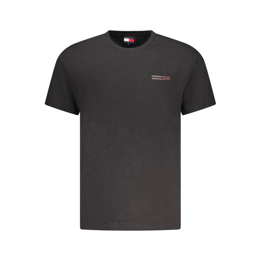 T-Shirt by Tommy Hilfiger for men in cotton black, signature-print & print showcases a dramatic silhouette, elegantly detailed with a dramatic crew neckline and short-sleeve for a truly dramatic finish.