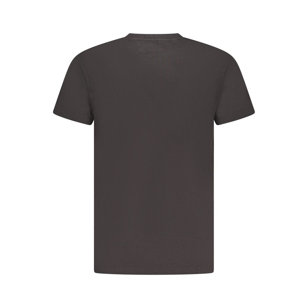 T-Shirt by Tommy Hilfiger for men in cotton black & signature showcases a unassuming silhouette, artfully detailed with a refined crew neckline and unassuming for a sophisticated, contemporary look.