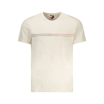 T-Shirt by Tommy Hilfiger for men in cotton beige & print features an edgy silhouette, meticulously detailed with a sophisticated short-sleeve and crew neckline for a truly edgy finish.