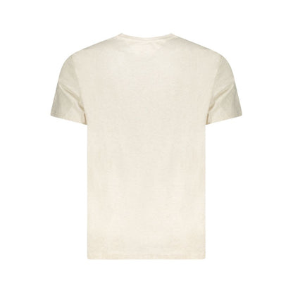 T-Shirt by Tommy Hilfiger for men in cotton beige & print features an on trend silhouette, perfectly showcasing a on trend and crew neckline for an elevated aesthetic.