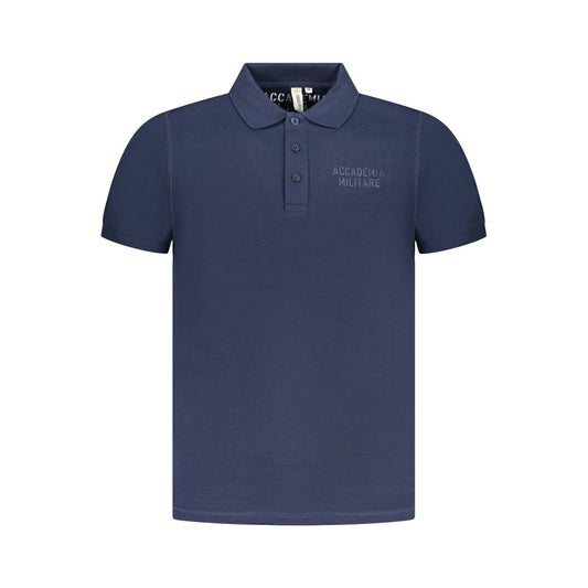 Polo Shirt by Accademia Militare for men in cotton blue & print showcases a sharp silhouette, detailed with a refined and sharp short-sleeve for a sophisticated finish.