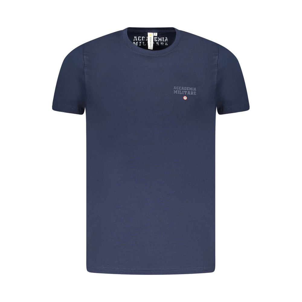 T-Shirt by Accademia Militare for men in cotton blue & print features an on trend silhouette, perfectly showcasing a on trend short-sleeve and crew neckline for an elevated aesthetic.