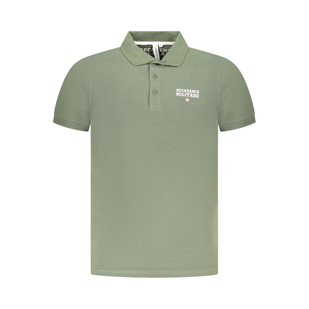 Polo Shirt by Accademia Militare for men in cotton green & print showcases a sharp silhouette, detailed with a refined and sharp short-sleeve for a sophisticated finish.