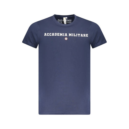 Polo Shirt by Accademia Militare for men in cotton blue & print presents a sleek silhouette, featuring a refined crew neckline and for a sleek finish.
